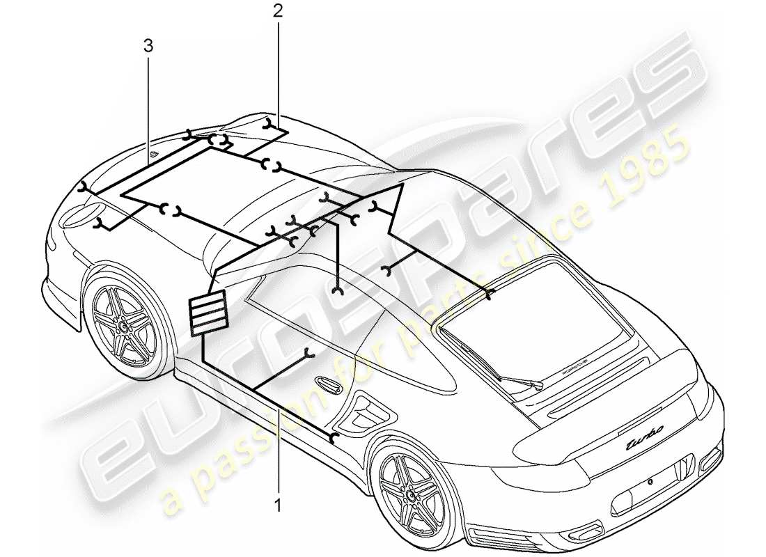 porsche 2007 (997-1 turbo / gt2) wiring harnesses parts diagram