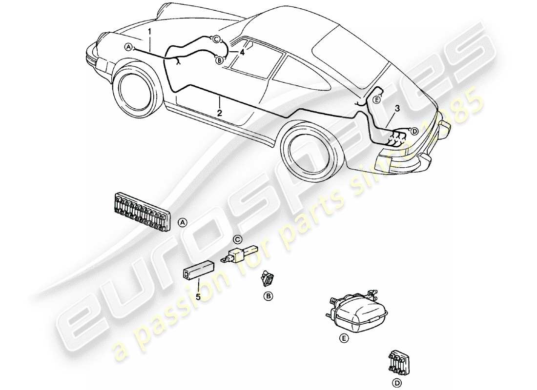 porsche 1981 (911) wiring harnesses - rear window wiper part diagram