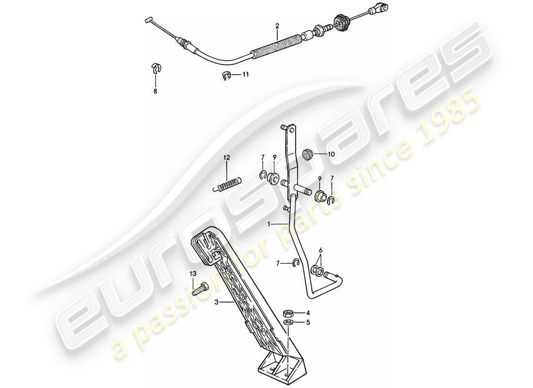 porsche 1986 (924s) throttle control - for - manual gearbox part diagram