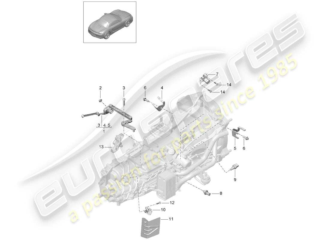 porsche boxster 981 (2012) manual gearbox part diagram