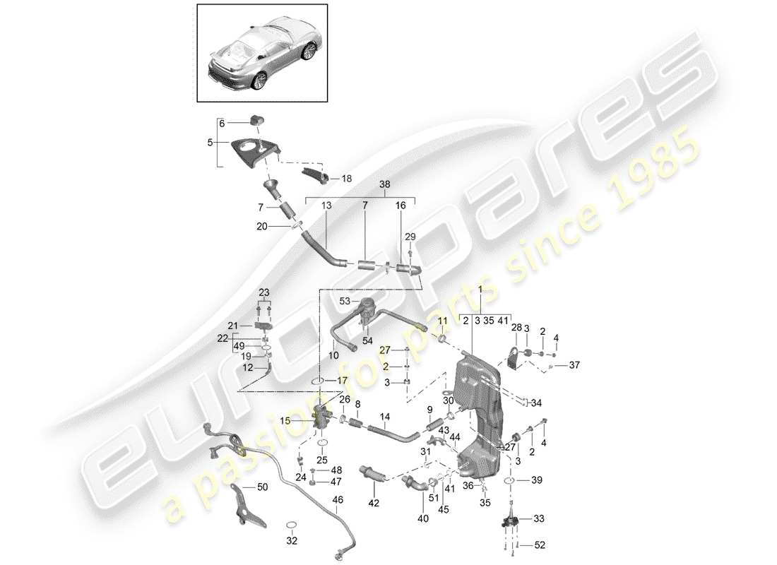 porsche 991r/gt3/rs (2016) engine (oil press./lubrica.) parts diagram