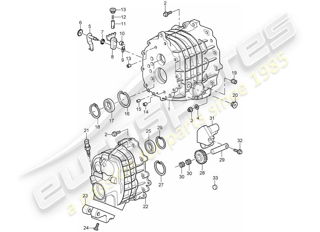 porsche 2010 (997-2 gt3) gear housing part diagram