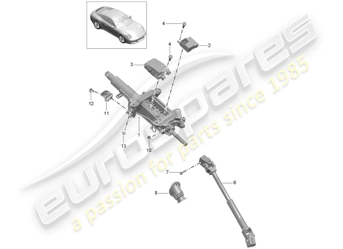 porsche 991 gen. 2 (2019) steering column part diagram
