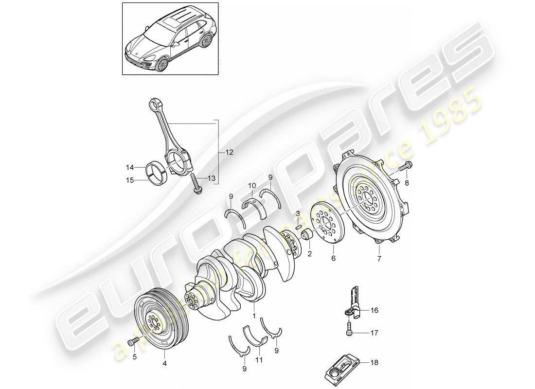 porsche 2015 (cayenne e2 92a) crankshaft part diagram