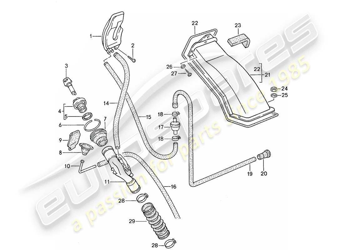 porsche 1991 (944) filler neck part diagram