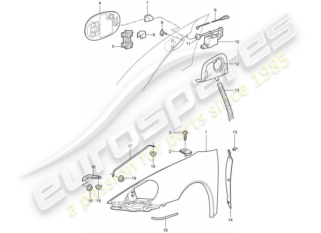 porsche 2007 (997-1) fender part diagram