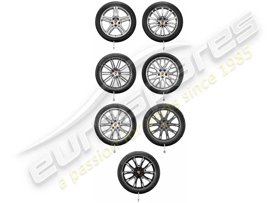 porsche 2019 (tequipment panamera) wheel disc 'alum.' with part diagram