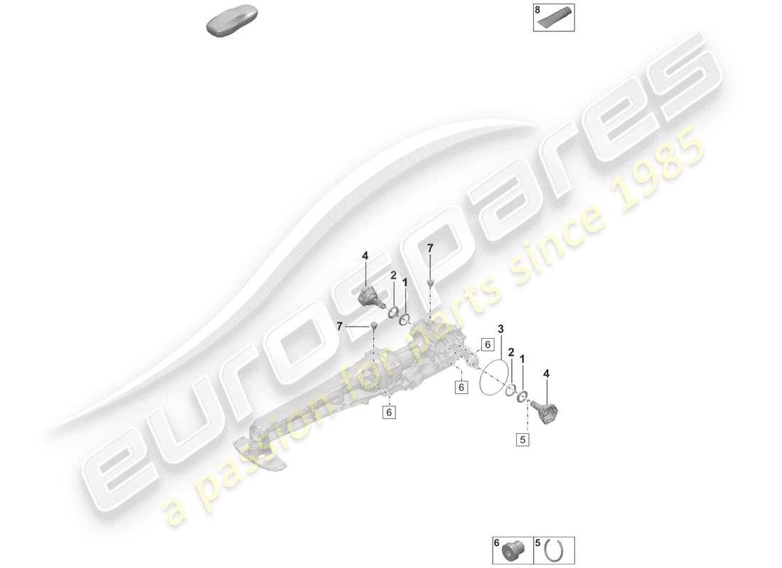 porsche 2019 (992-1) front axle differential part diagram