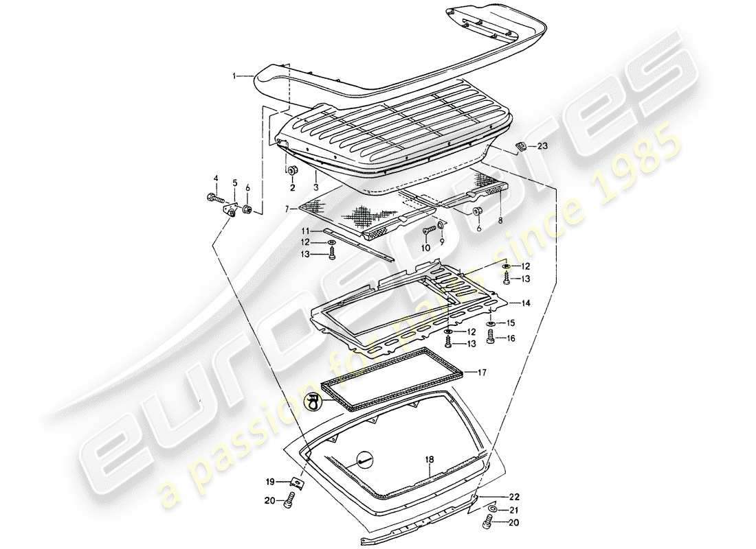 porsche 1990 (964) rear spoiler part diagram