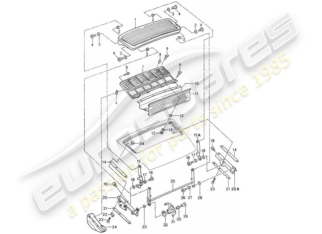 porsche 1991 (964) rear spoiler part diagram