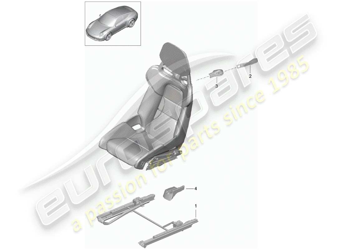 porsche 991 (2016) seat parts diagram