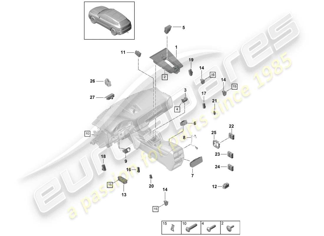 porsche cayenne e3 (2018) switch parts diagram