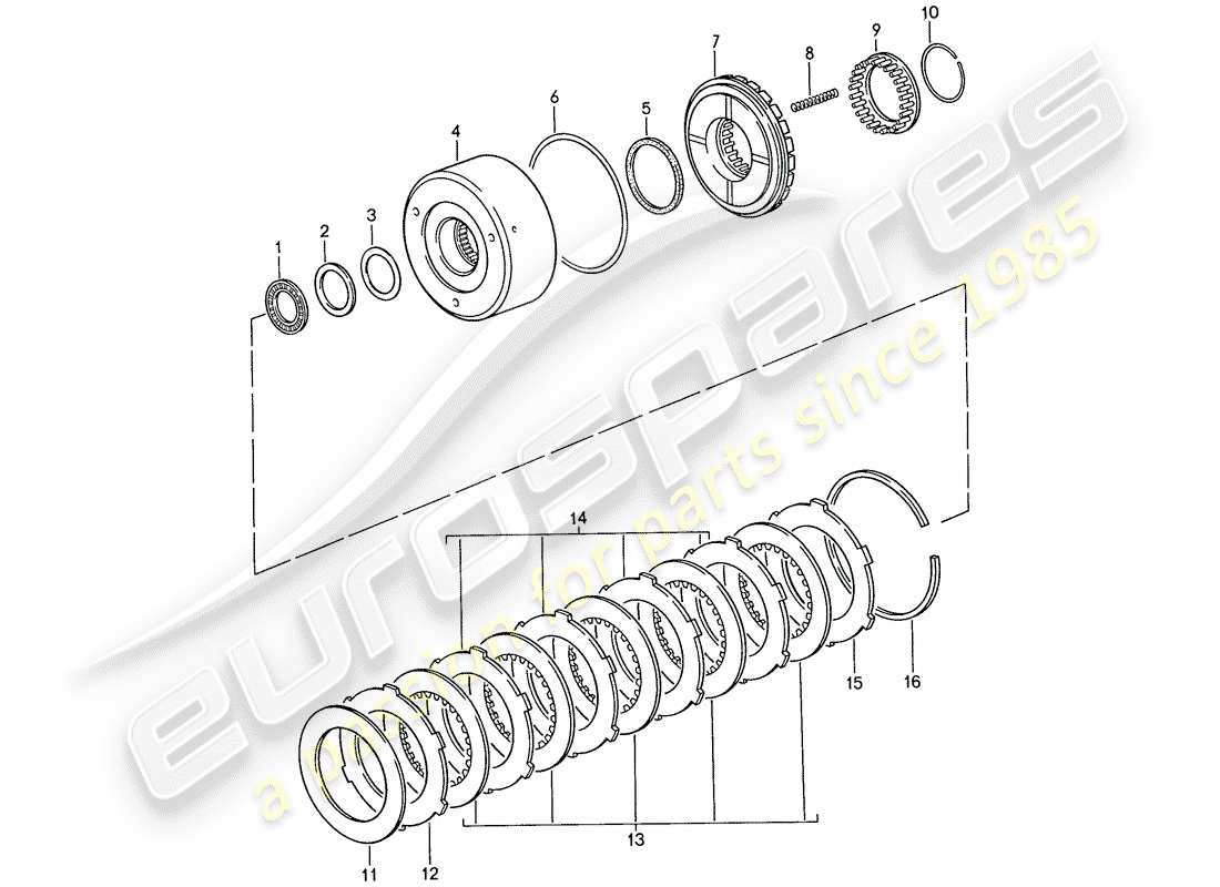porsche 1989 (928) automatic transmission - clutch - k 1 part diagram