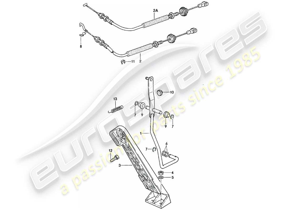 porsche 1984 (924) throttle control - accelerator cable - for - manual gearbox part diagram