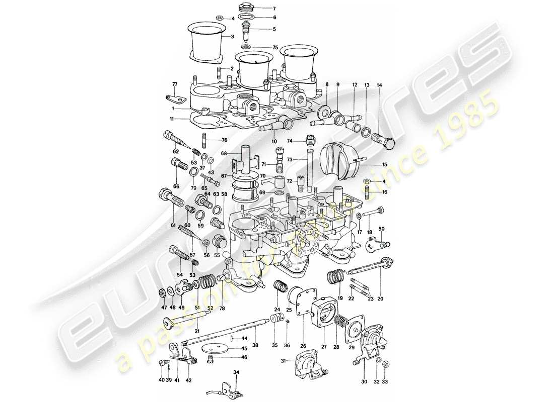 porsche 1973 (914) carburetor - repair material part diagram
