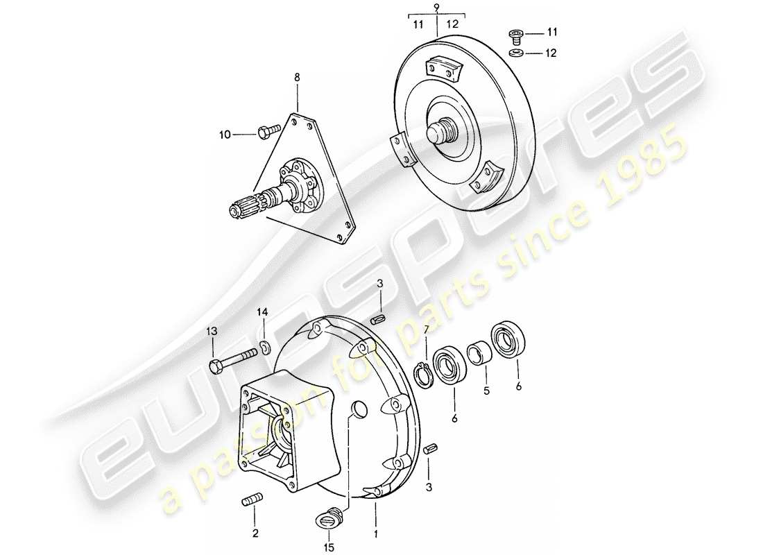 porsche 1990 (928) automatic transmission - torque converter - converter housing part diagram