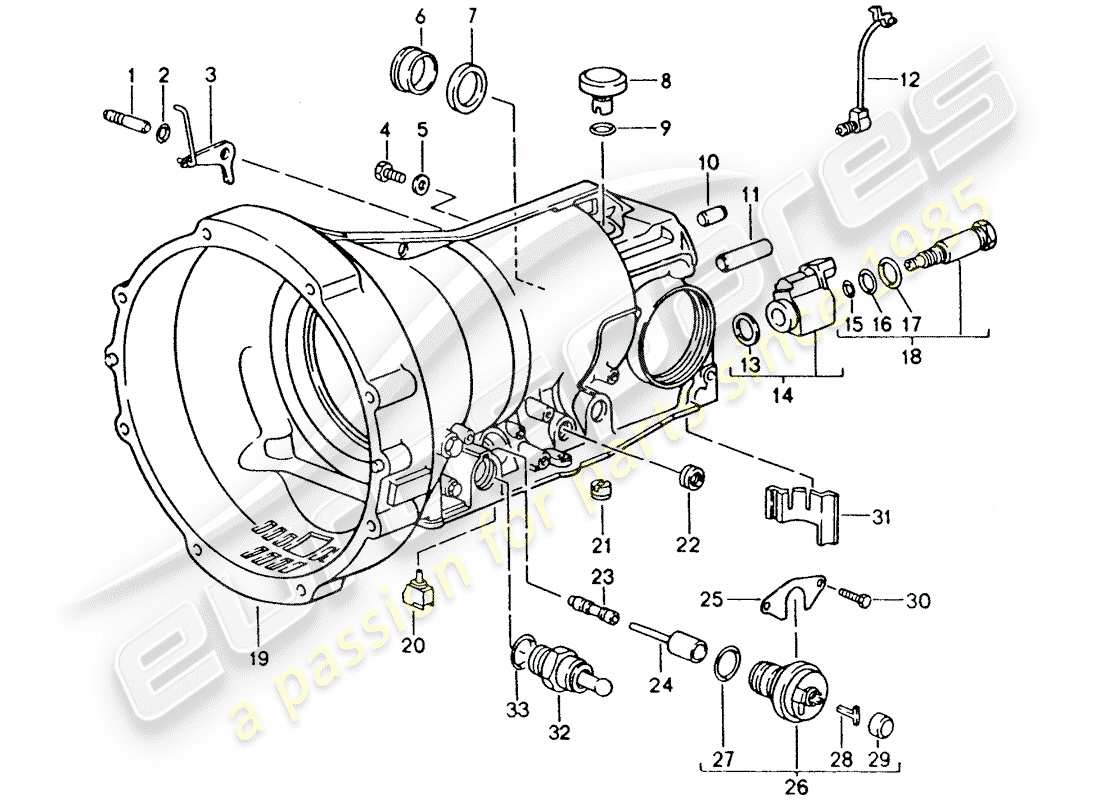 porsche 928 (1995) automatic transmission - transmission case - accessories part diagram