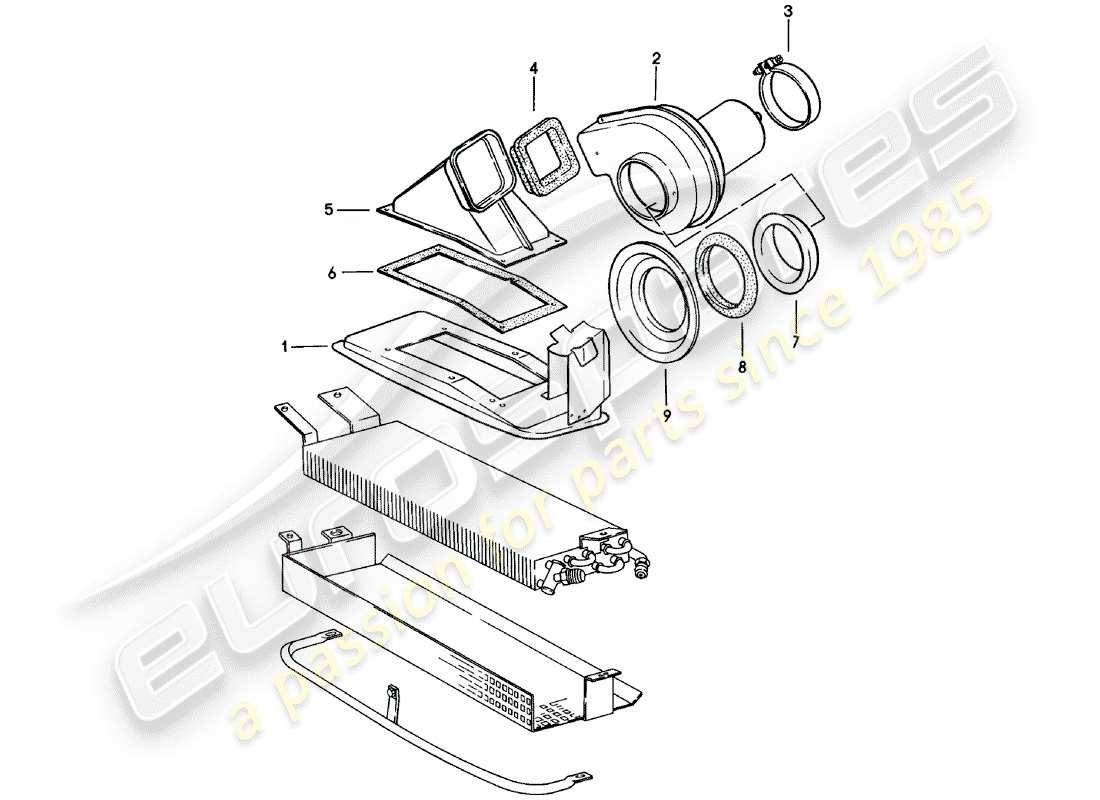 porsche 1980 (911) fan part diagram