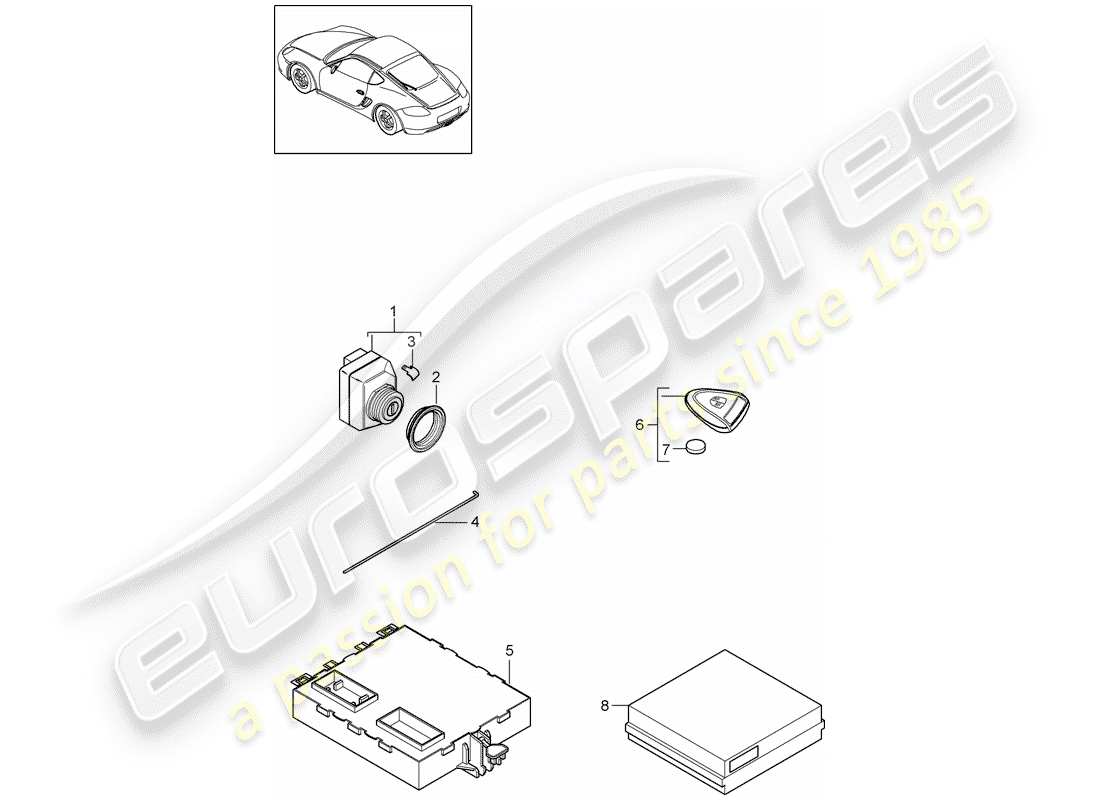 porsche 2009 (987 cayman) control units part diagram