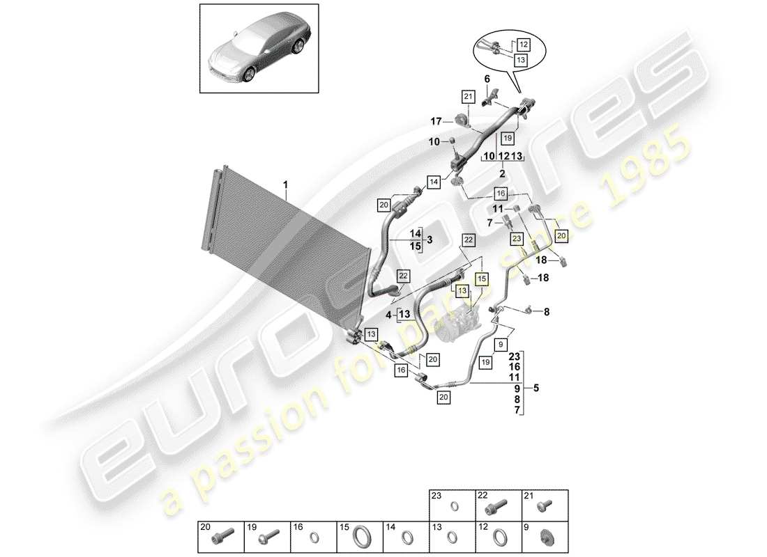 porsche 2020 (panamera 971-1) refrigerant circuit part diagram