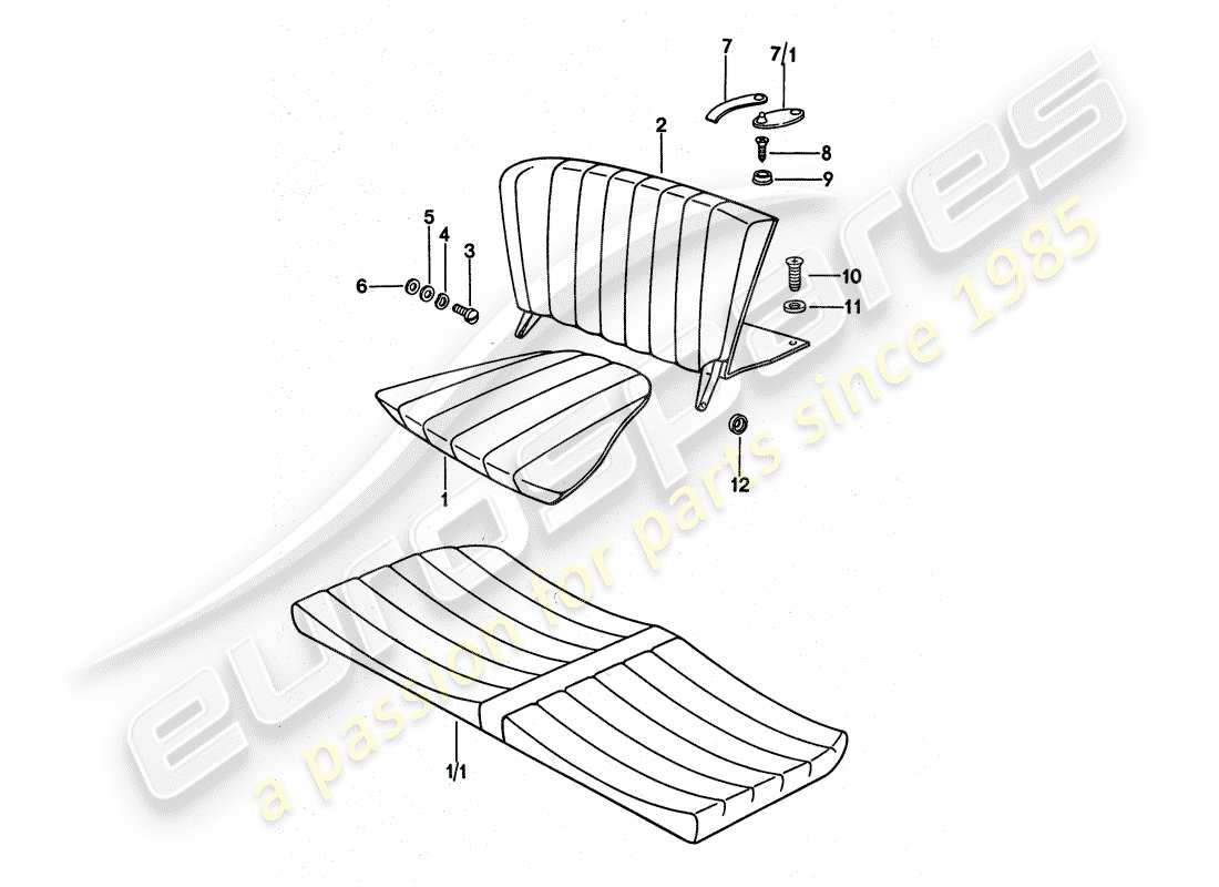 porsche 1975 (911 turbo) emergency seat part diagram