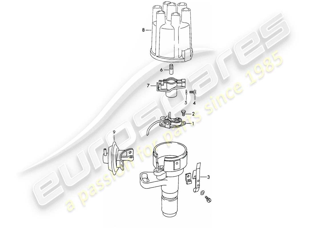 porsche 1972 (911) distributor - - marelli - - d - mj 1972>> part diagram