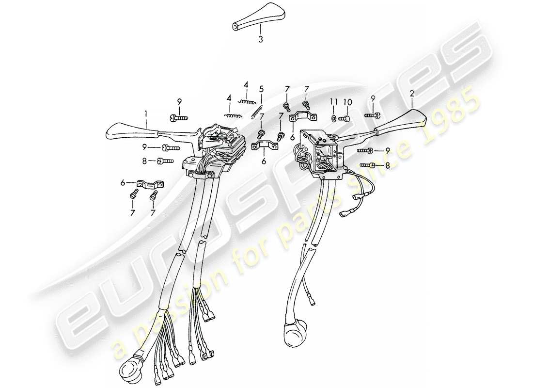 porsche 1968 (911/912) steering column switch part diagram