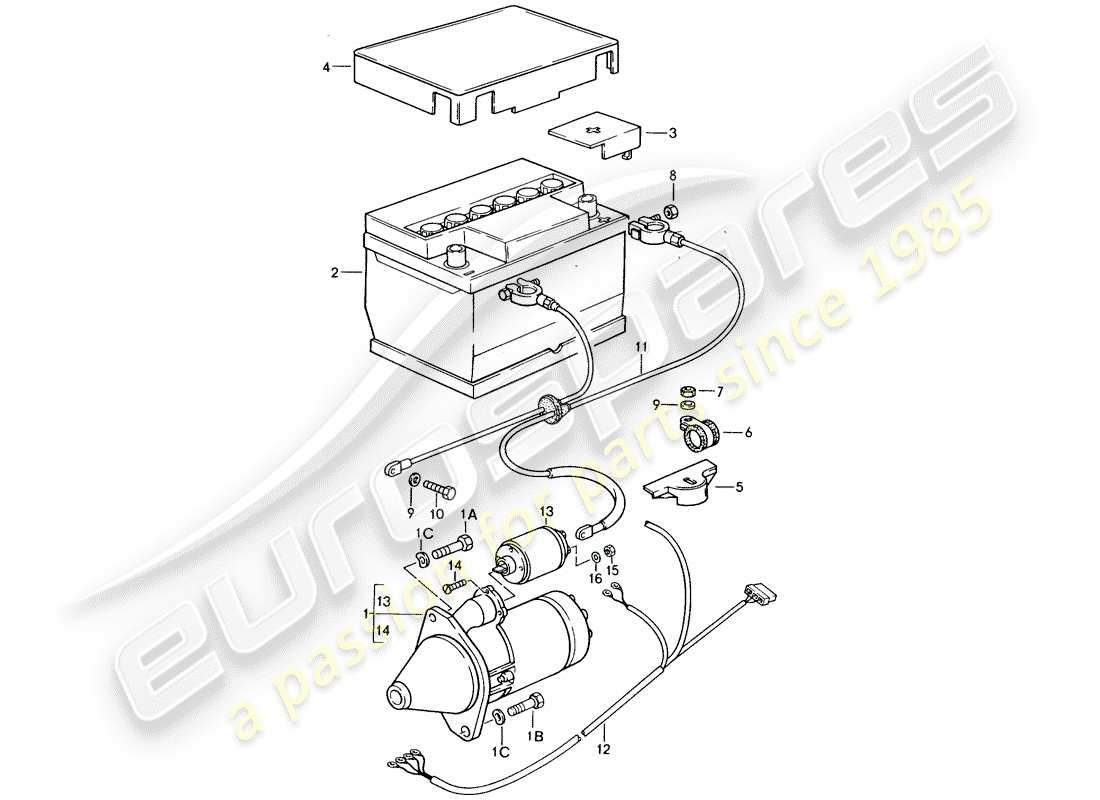 porsche 1987 (924s) starter - battery - wiring harnesses part diagram