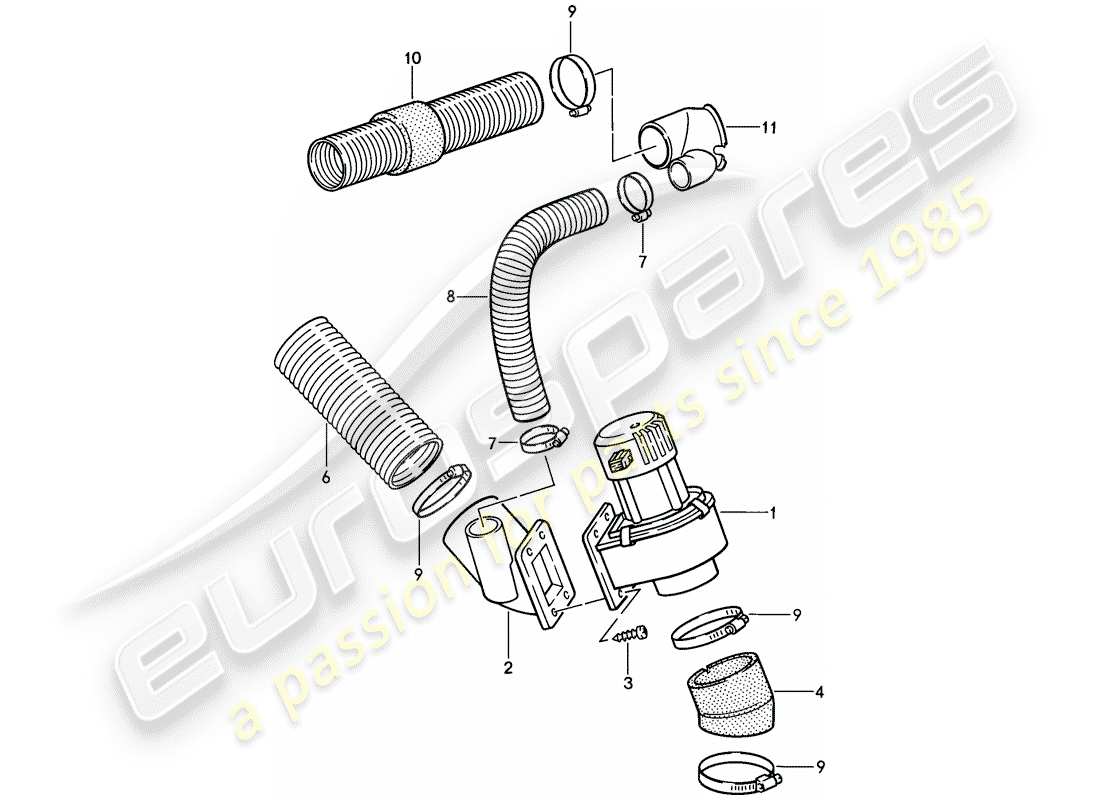 porsche 1987 (911) additional blower - air duct part diagram