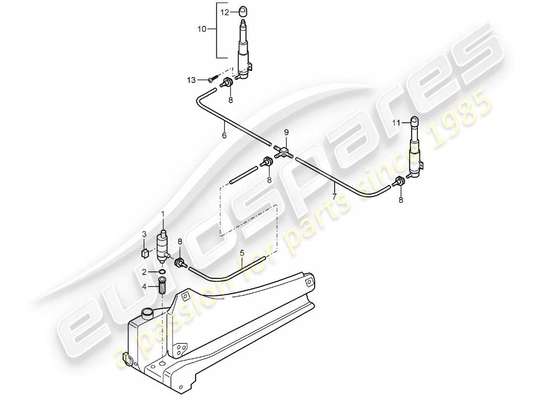 porsche 2004 (carrera gt) headlight washer system part diagram