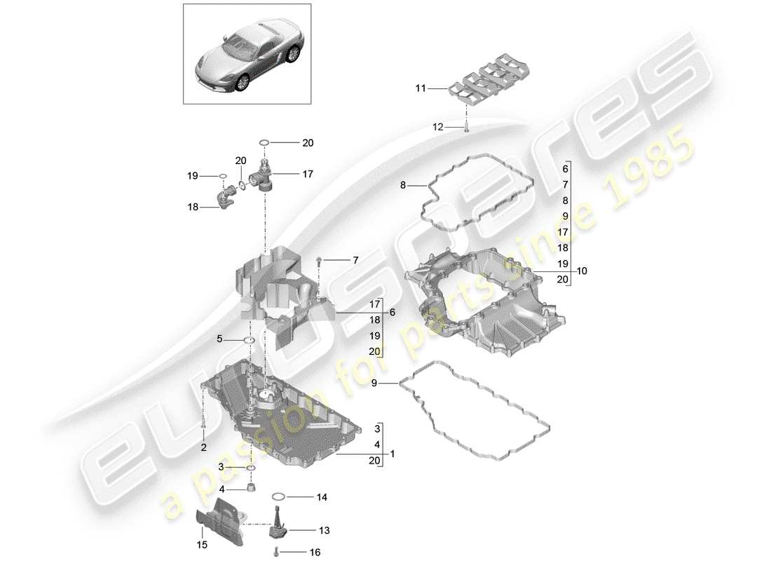 porsche 2018 (718 boxster) engine (oil press./lubrica.) part diagram