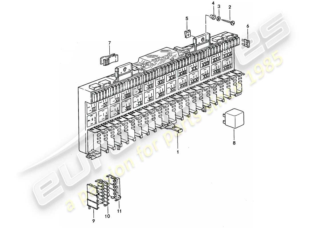 porsche 1990 (928) fuse box/relay plate - relay - fuse part diagram