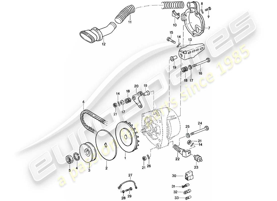 porsche 1980 (924) fasteners - alternator part diagram