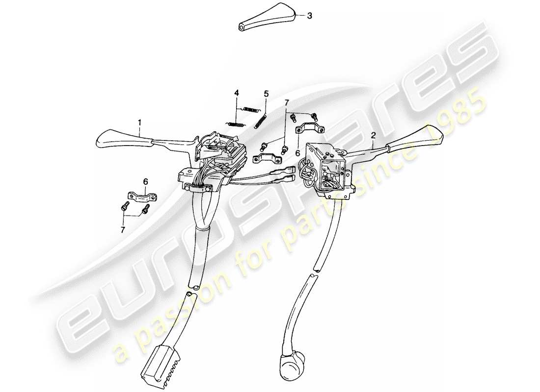 porsche 1975 (914) steering column switch part diagram