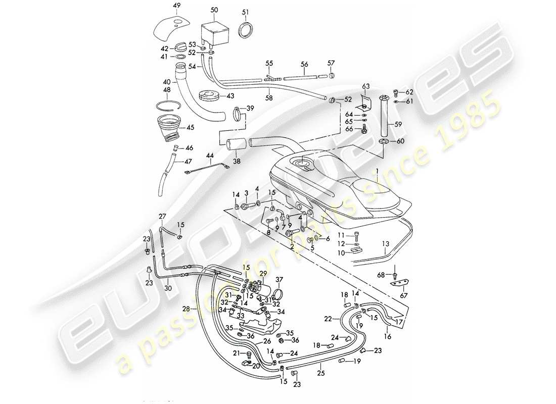 porsche 1972 (911) fuel system - lines - with: - fuel pump part diagram