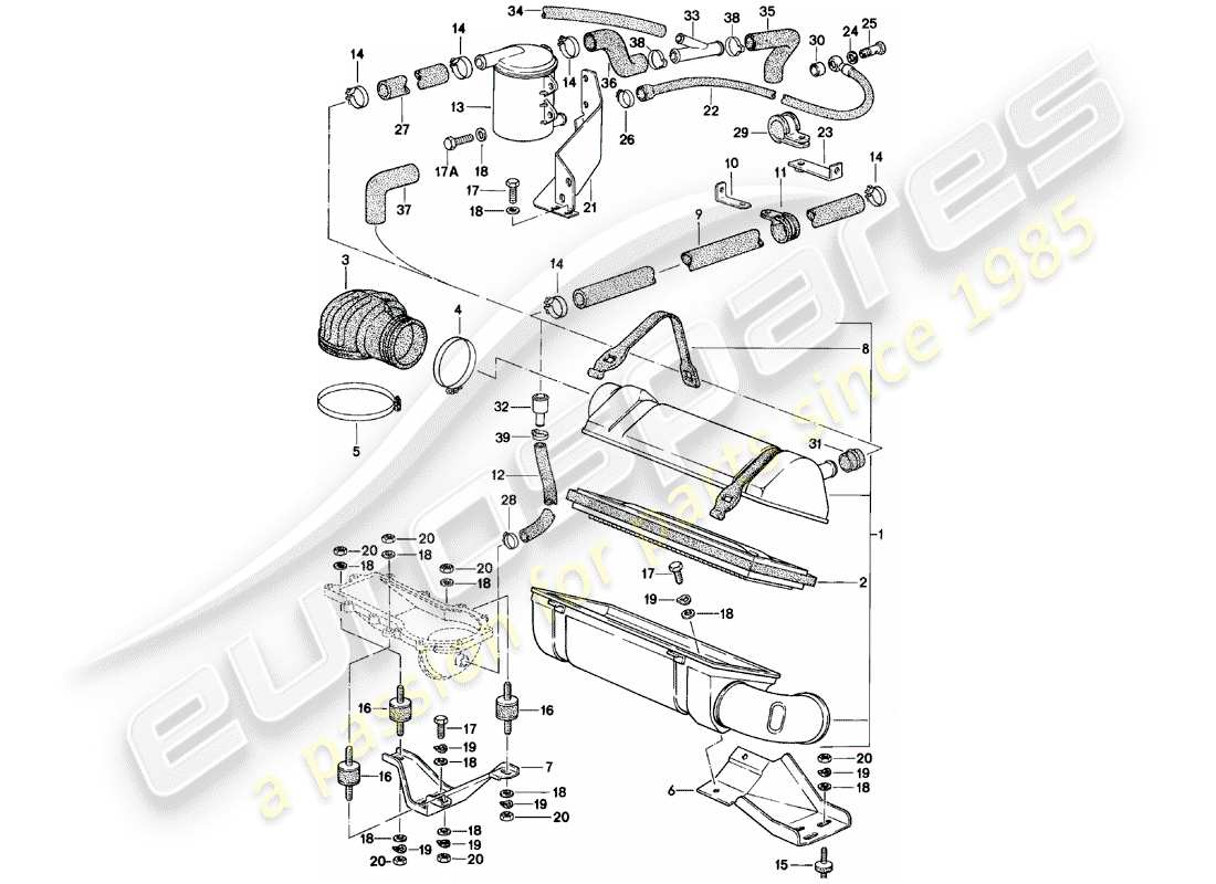 porsche 1981 (924) air cleaner system part diagram