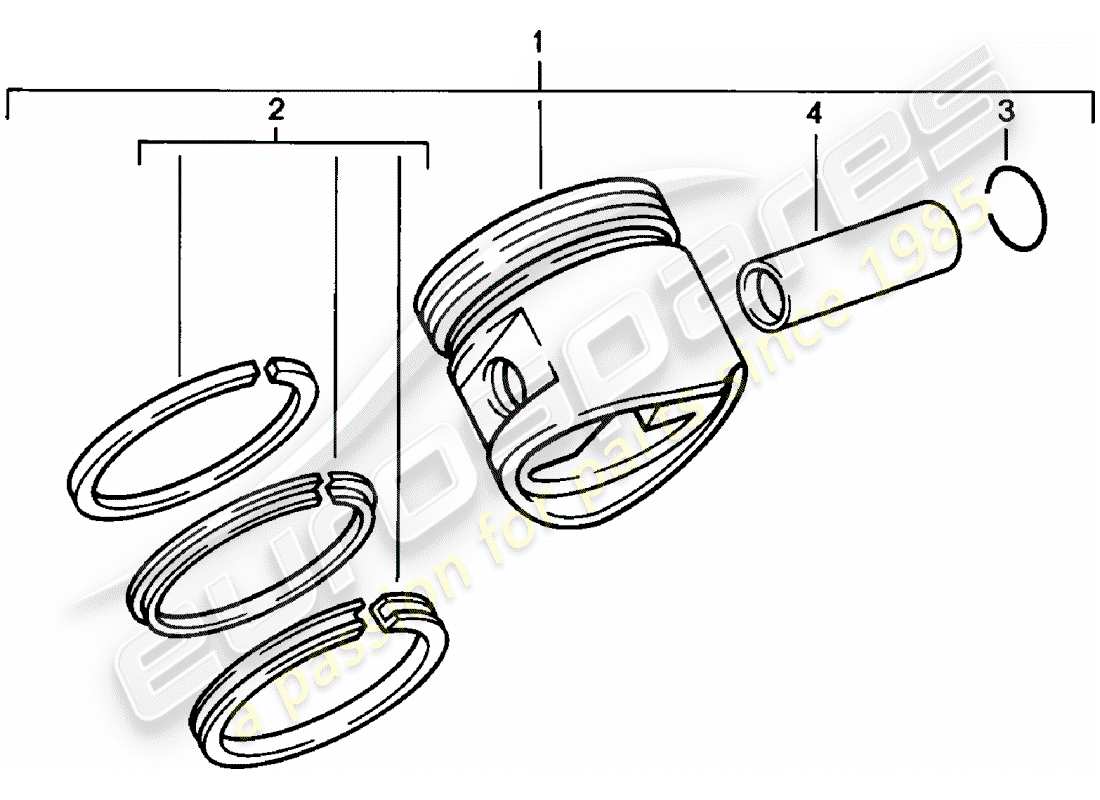 porsche 1985 (924) piston - piston rings part diagram