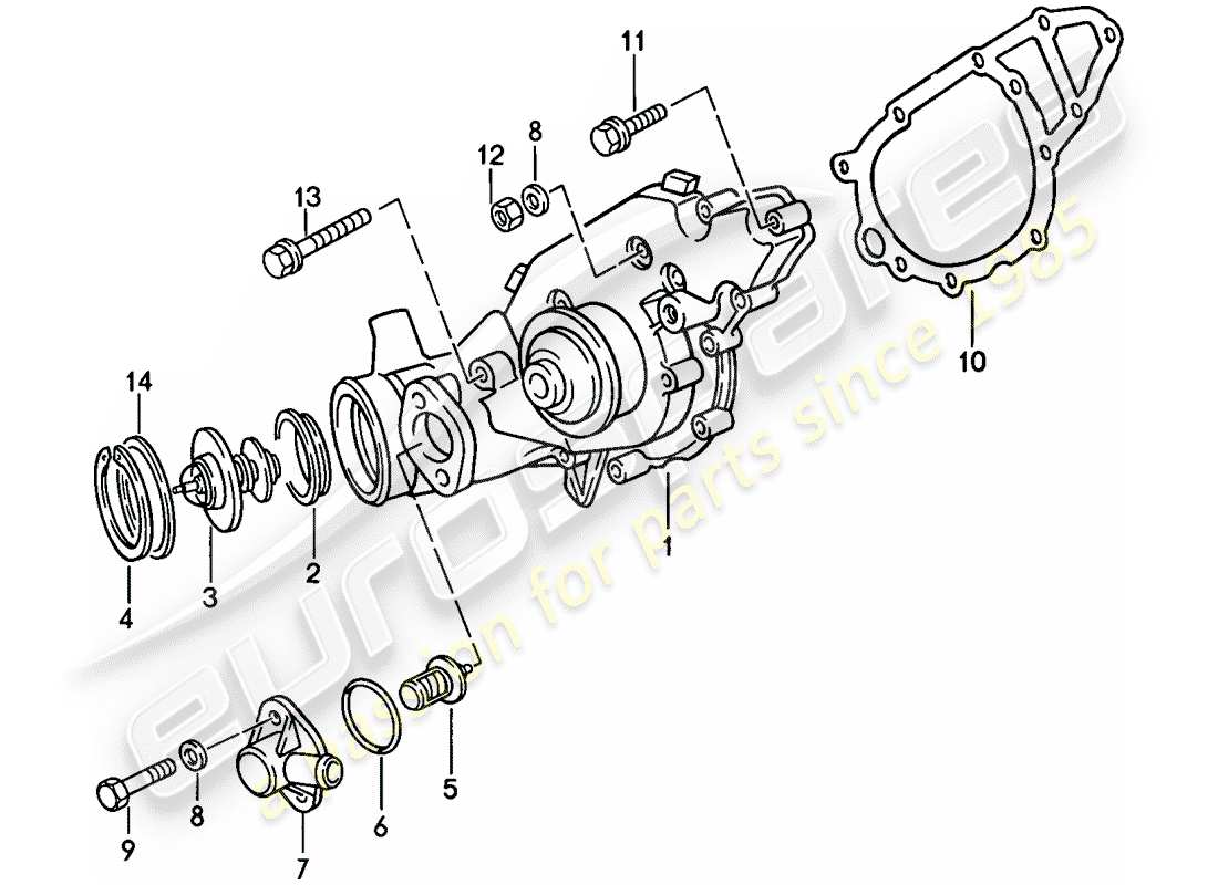 porsche 1986 (944) water pump part diagram