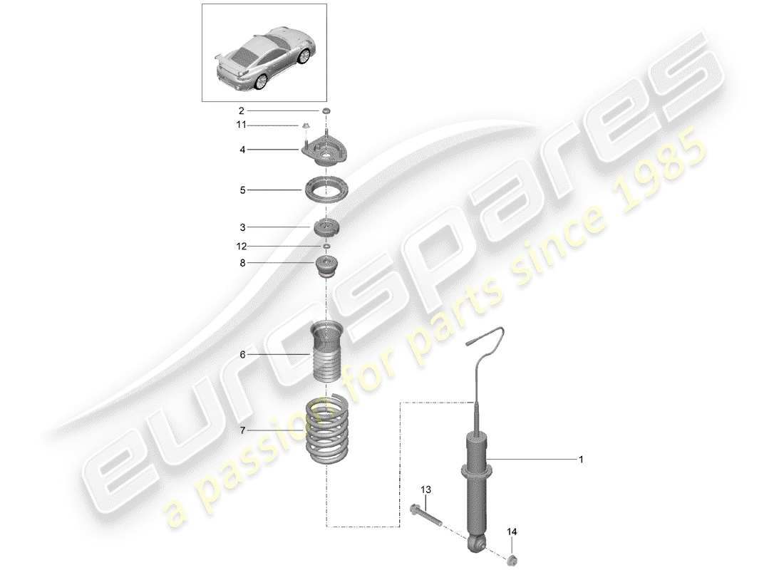 porsche 2014 (991-1 turbo) shock absorber part diagram