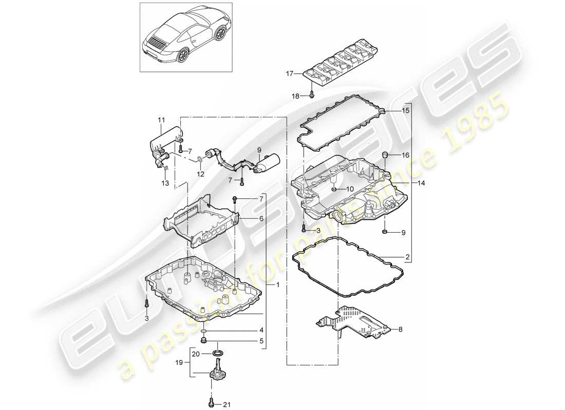 porsche 2010 (997-2) oil pan part diagram
