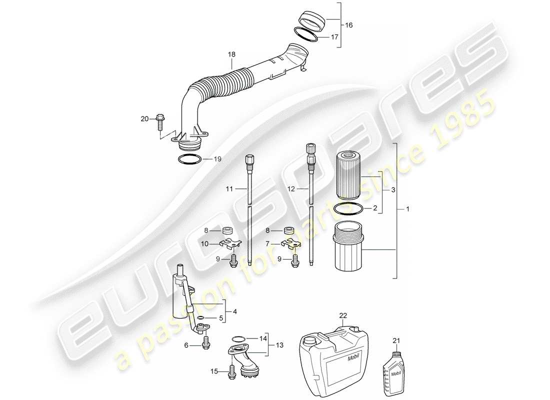 porsche 2007 (997-1) engine lubrication part diagram