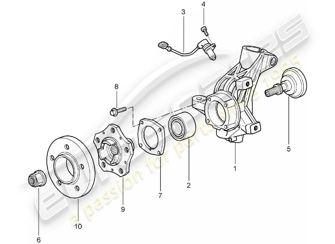 porsche 2007 (997-1) wheel carrier part diagram