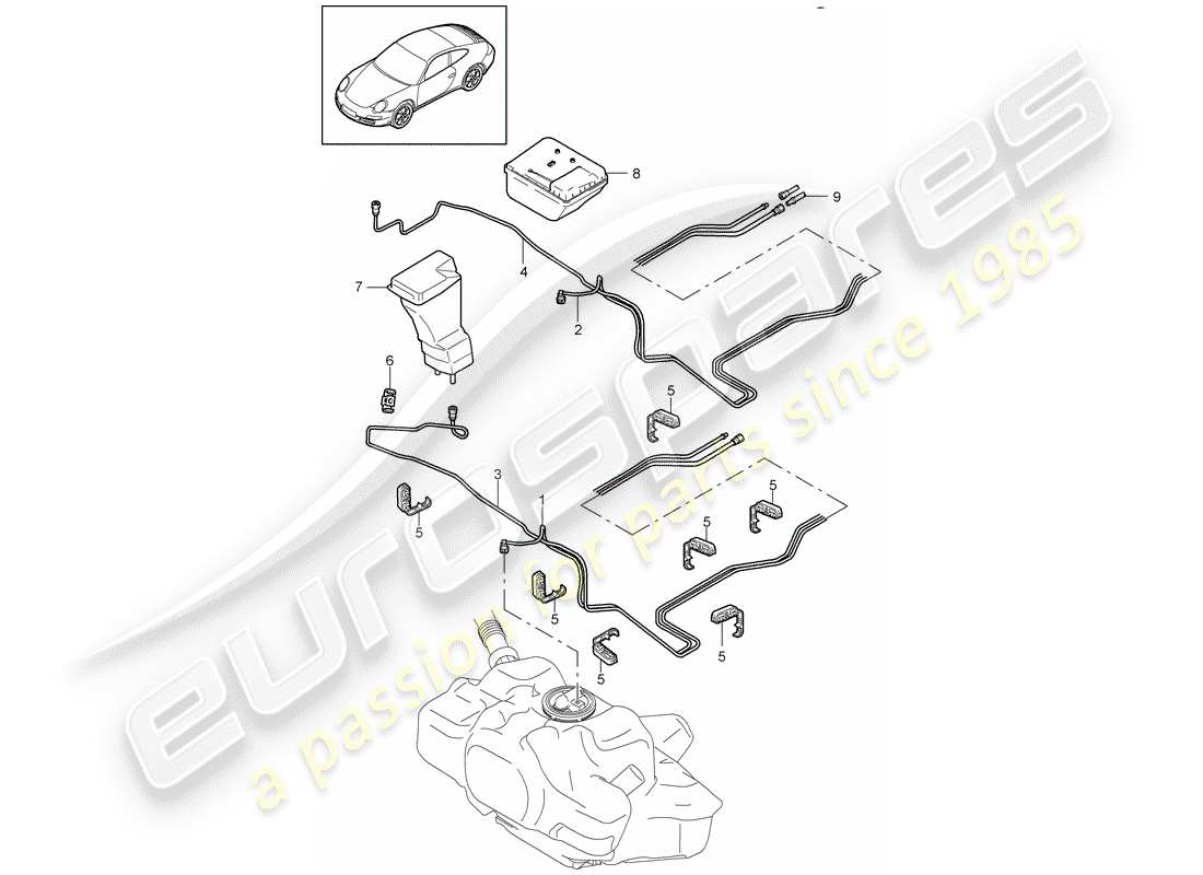 porsche 2009 (997-2) fuel system part diagram