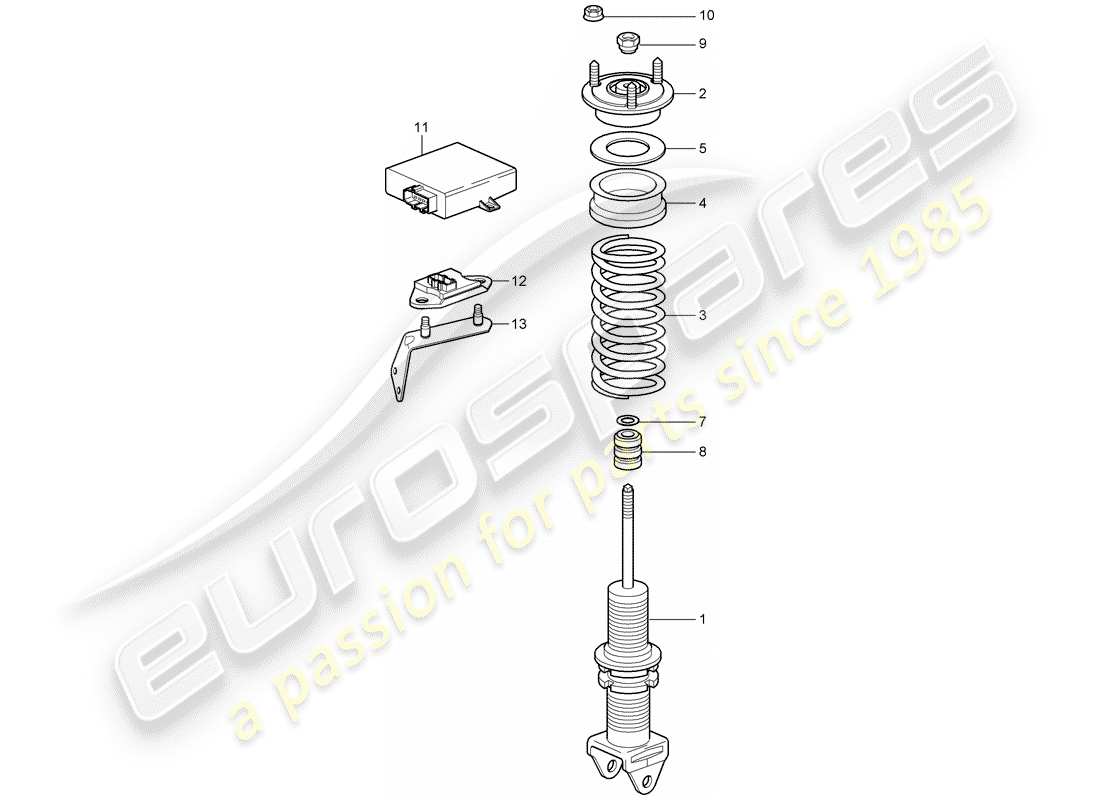 porsche 2007 (997-1 turbo / gt2) shock absorber parts diagram