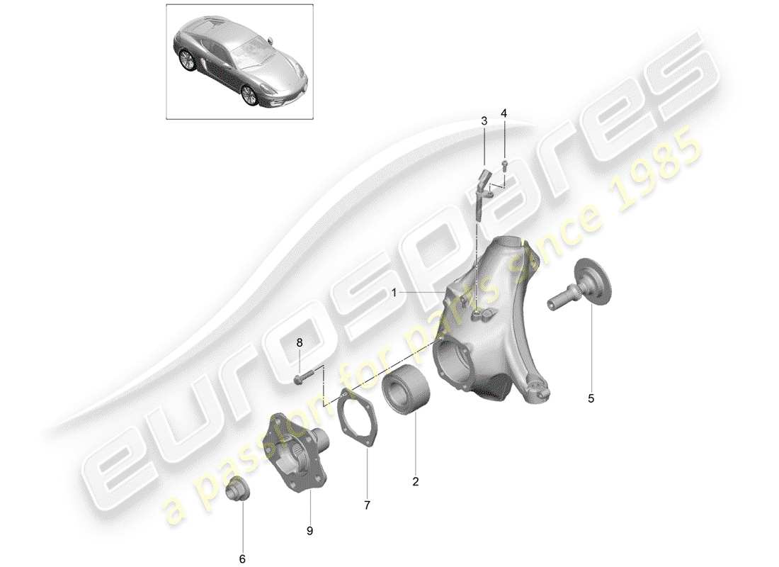 porsche 2016 (981 cayman) wheel carrier part diagram