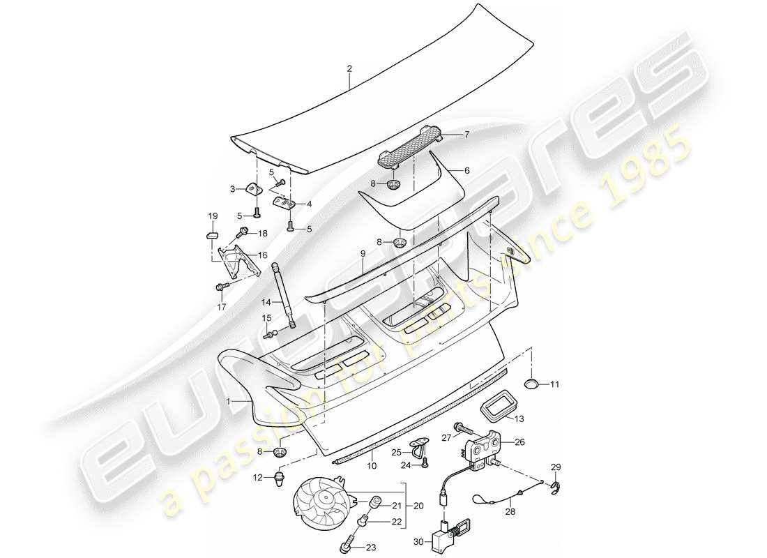 porsche 997 gt3 (2010) cover part diagram