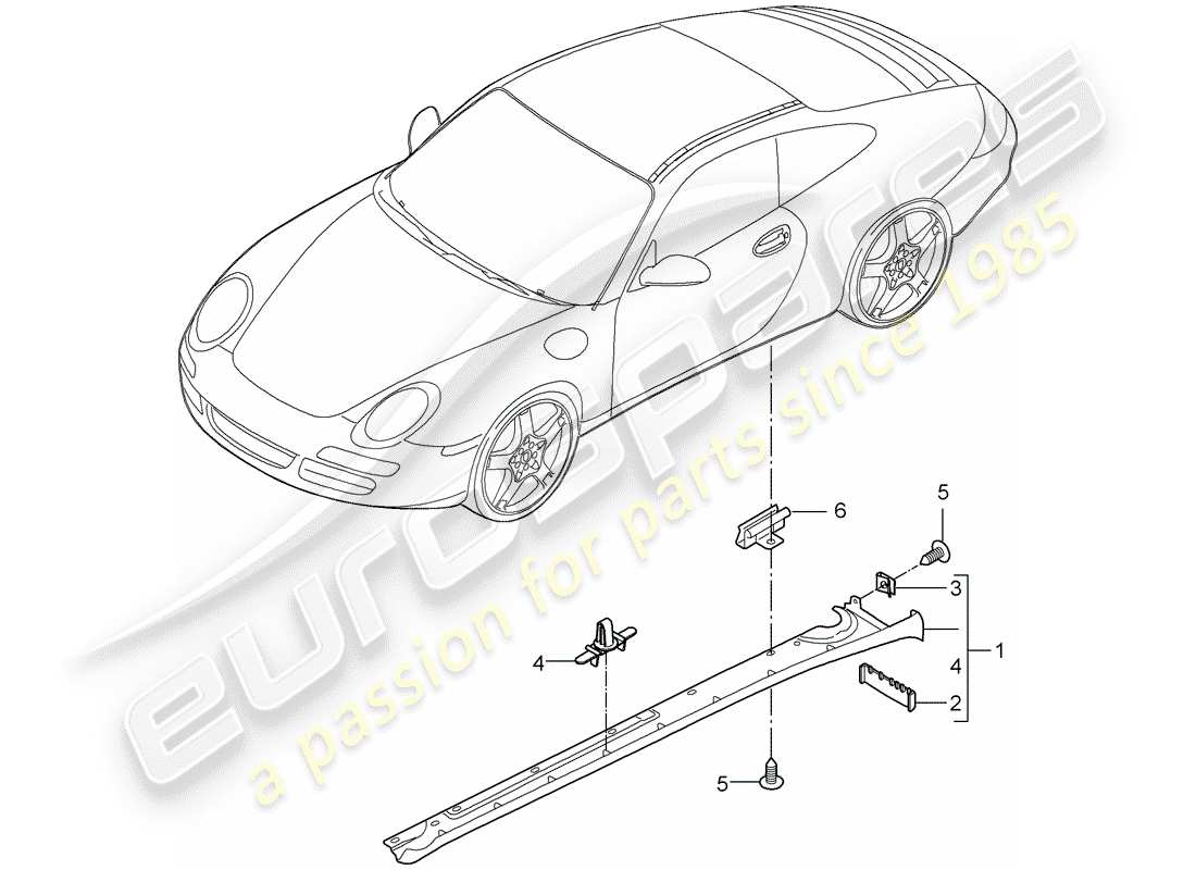 porsche 2009 (997-2) side member trim part diagram