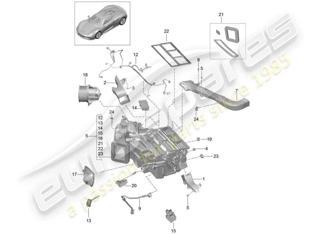 porsche 918 spyder (2015) air duct parts diagram