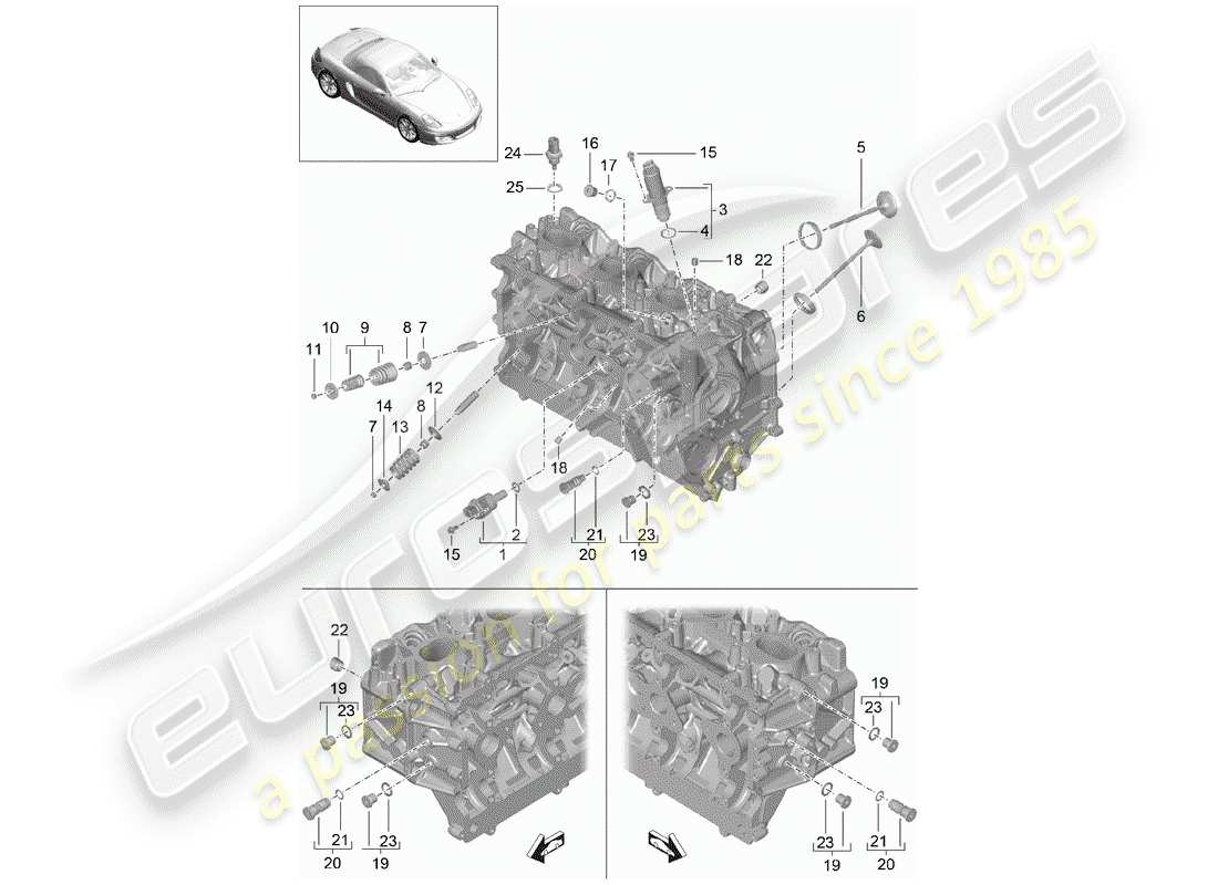 porsche 2014 (981 boxster) cylinder head part diagram