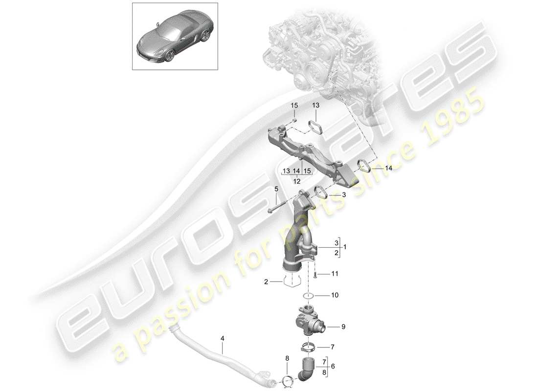 porsche 2014 (981 boxster) sub-frame part diagram